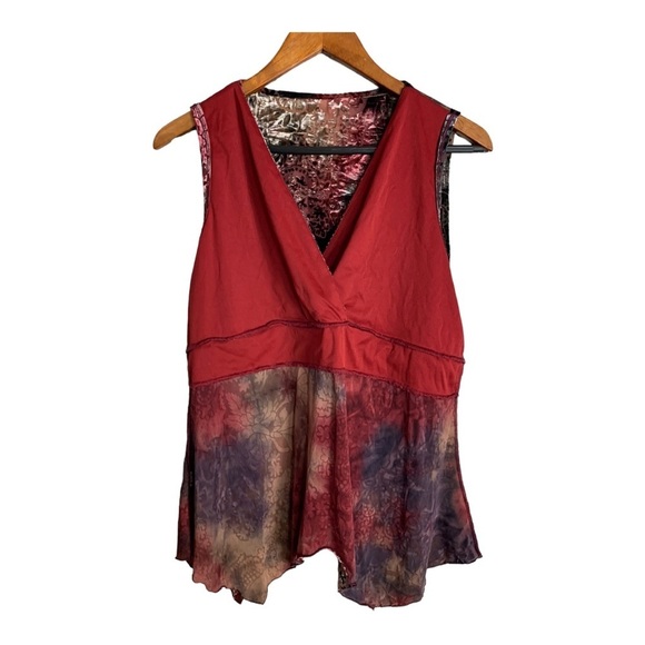 Vintage Jessica Women’s Mesh and Floral Crushed  Velvet Blouse Gypsy Y2K LARGE - Picture 6 of 16